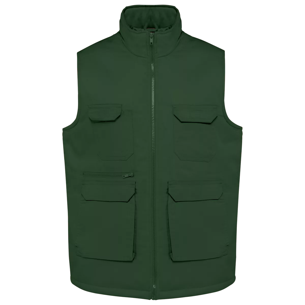Gewatteerde uniseks bodywarmer van polykatoen multizakken Forest Green