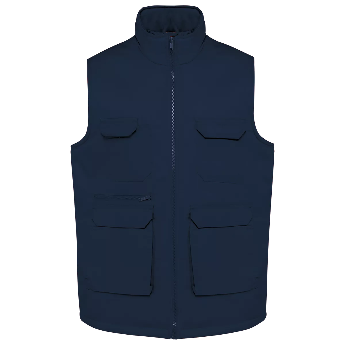 Gewatteerde uniseks bodywarmer van polykatoen multizakken Navy