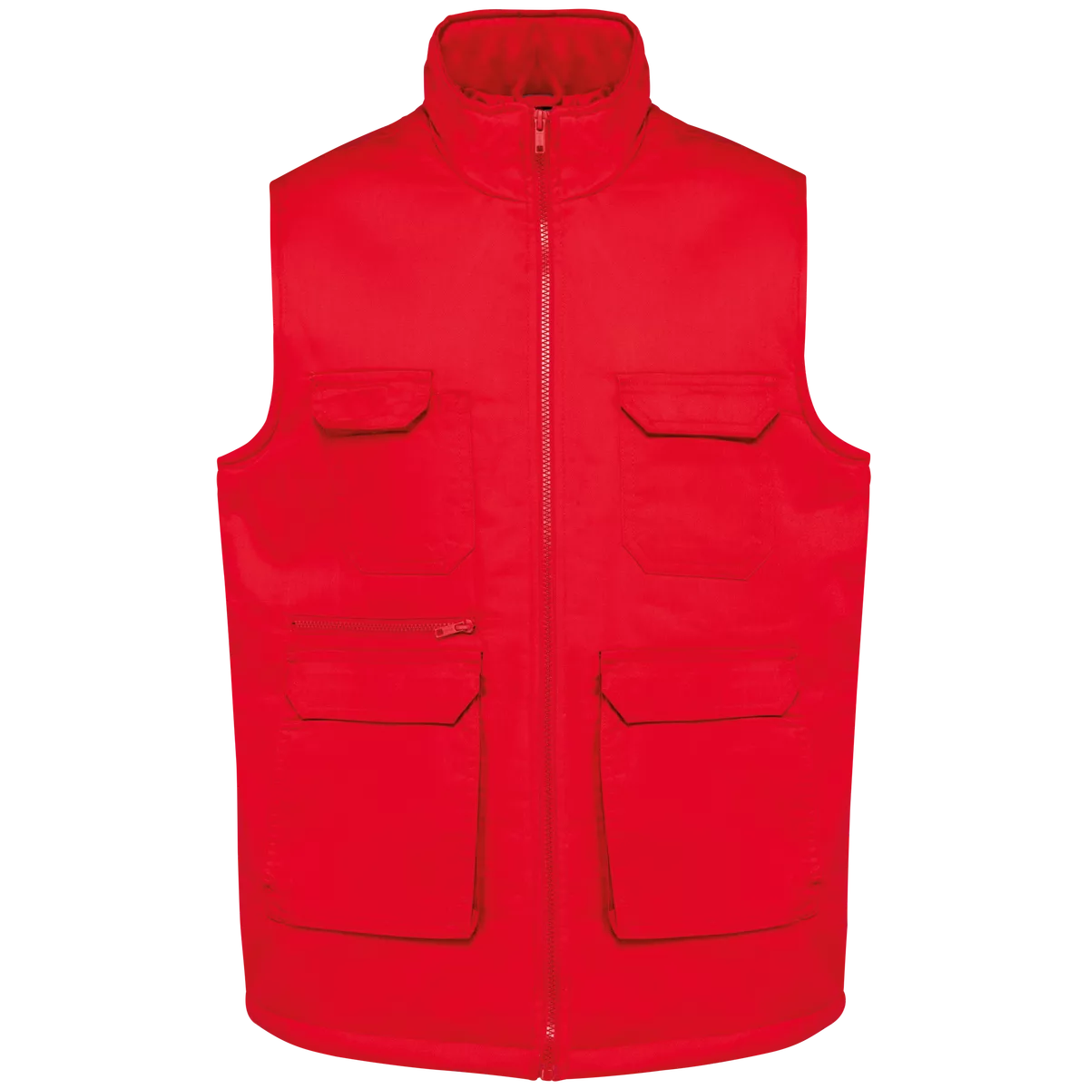 Gewatteerde uniseks bodywarmer van polykatoen multizakken Red
