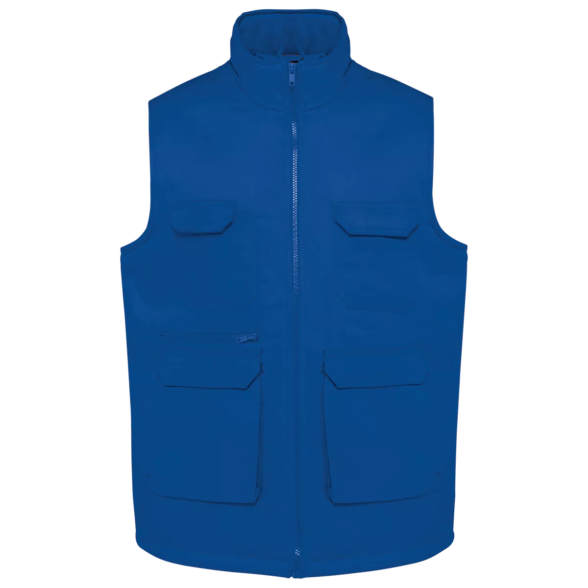 Gewatteerde uniseks bodywarmer van polykatoen multizakken Royal Blue