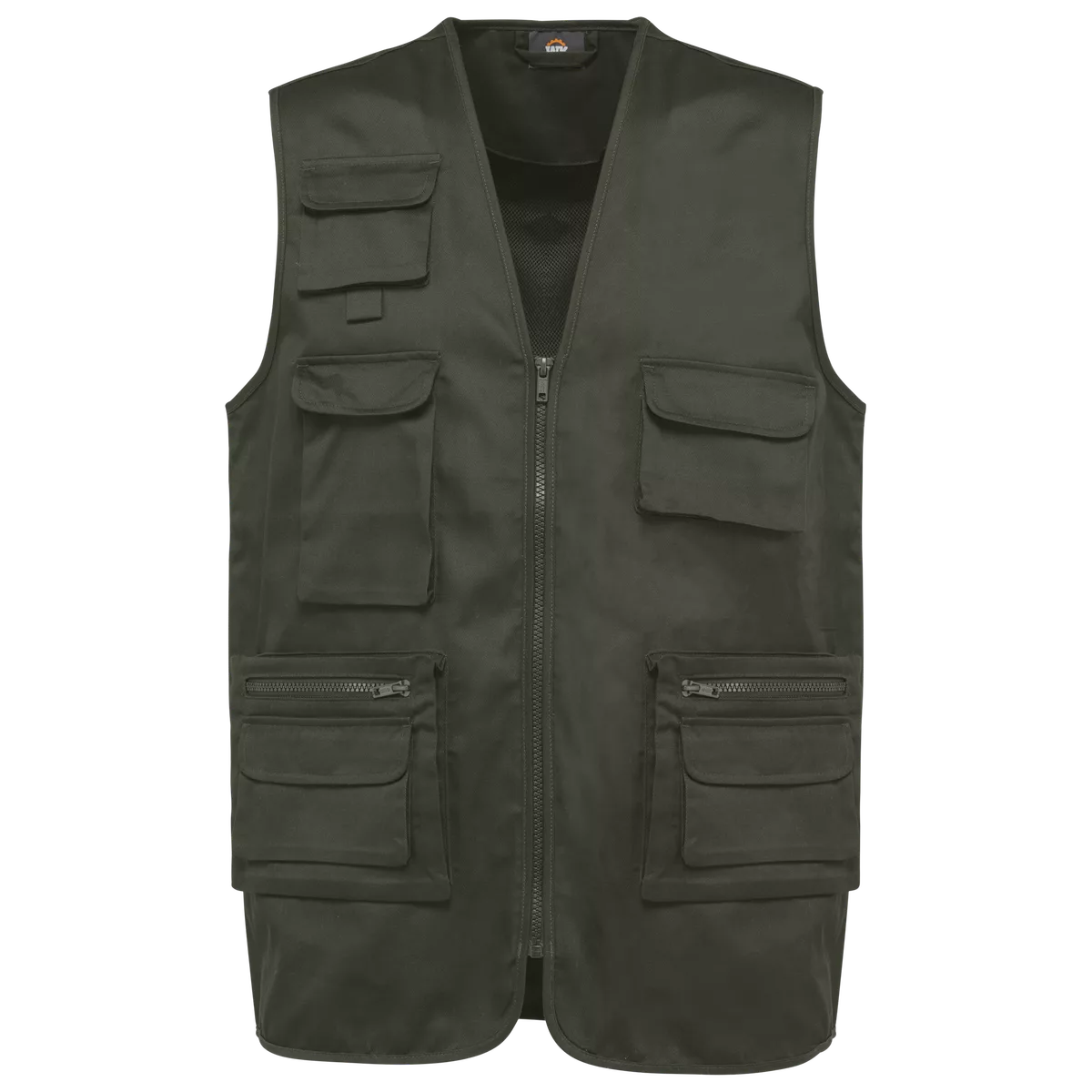 Gevoerde uniseks gilet van polykatoen multizakken Dark Khaki