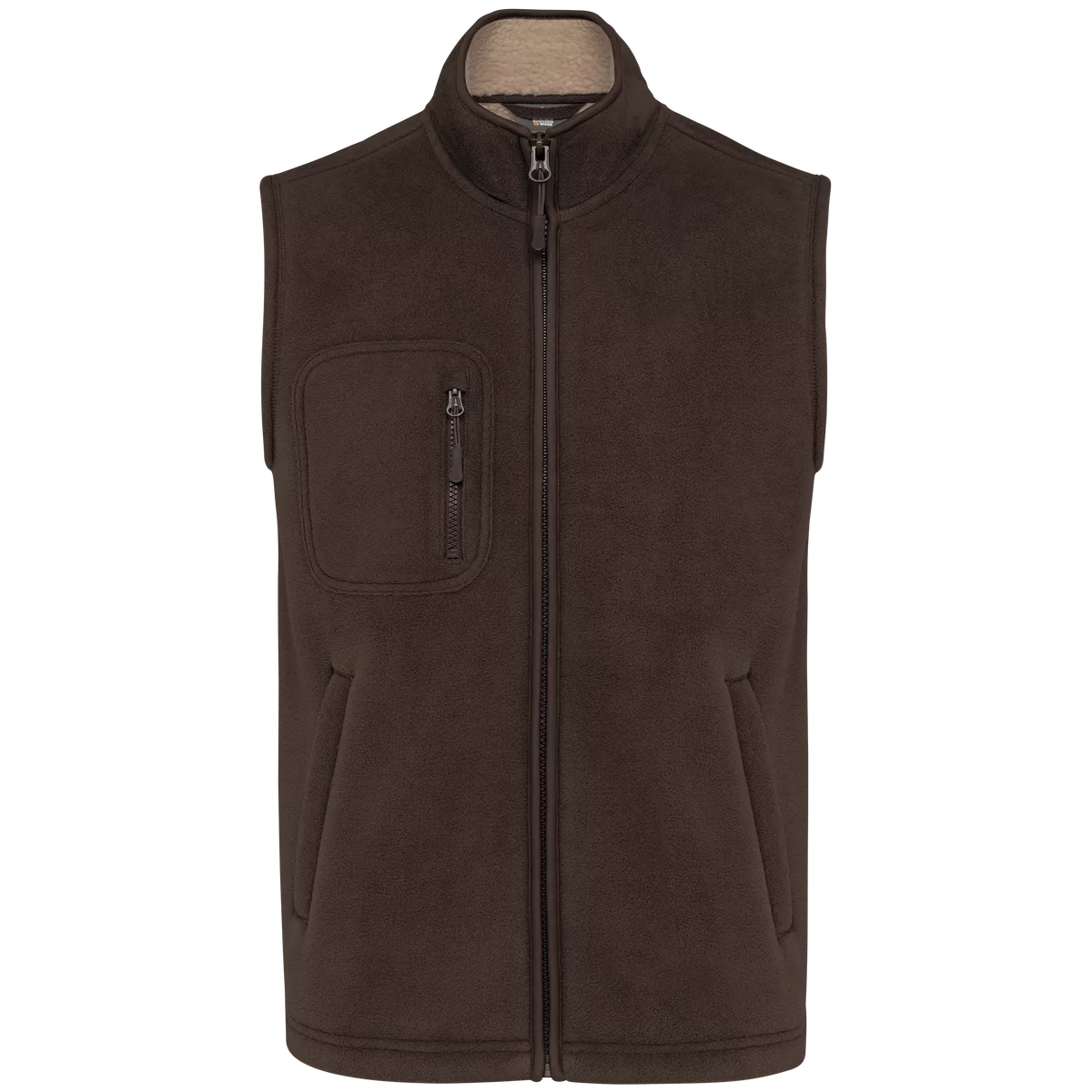 Fleece bodywarmer met binnenkant van sherpa uniseks Chocolate