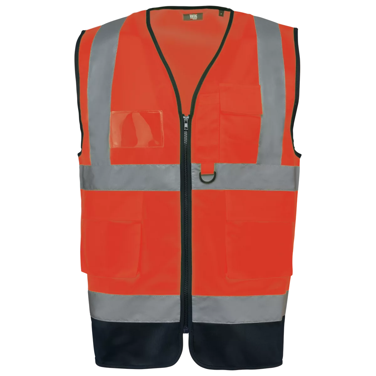 Gerecycled HI-VIS VEILIGHEIDSHESJE met rits Hi Viz Orange / Navy