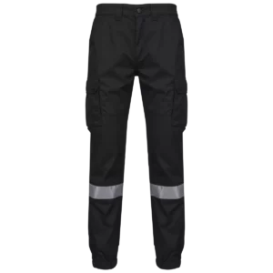 Uniseks Cargobroek uniseks met elastische boord en reflecterende strook Black