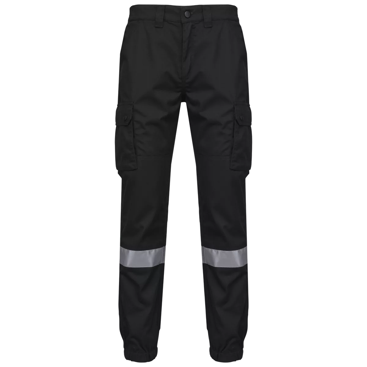 Uniseks Cargobroek uniseks met elastische boord en reflecterende strook Black