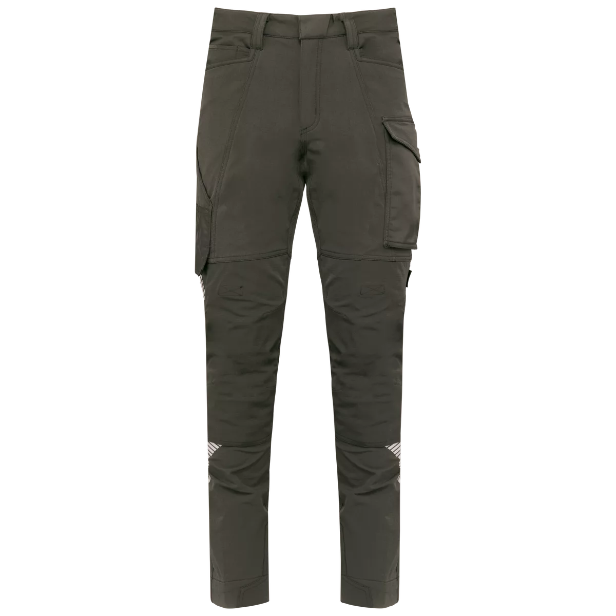 Gerecyclede stretchbroek multizakken uniseks Dark Khaki