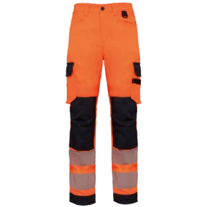 Gerecyclede veiligheidsbroek met veel zakken Hi Viz Orange / Navy