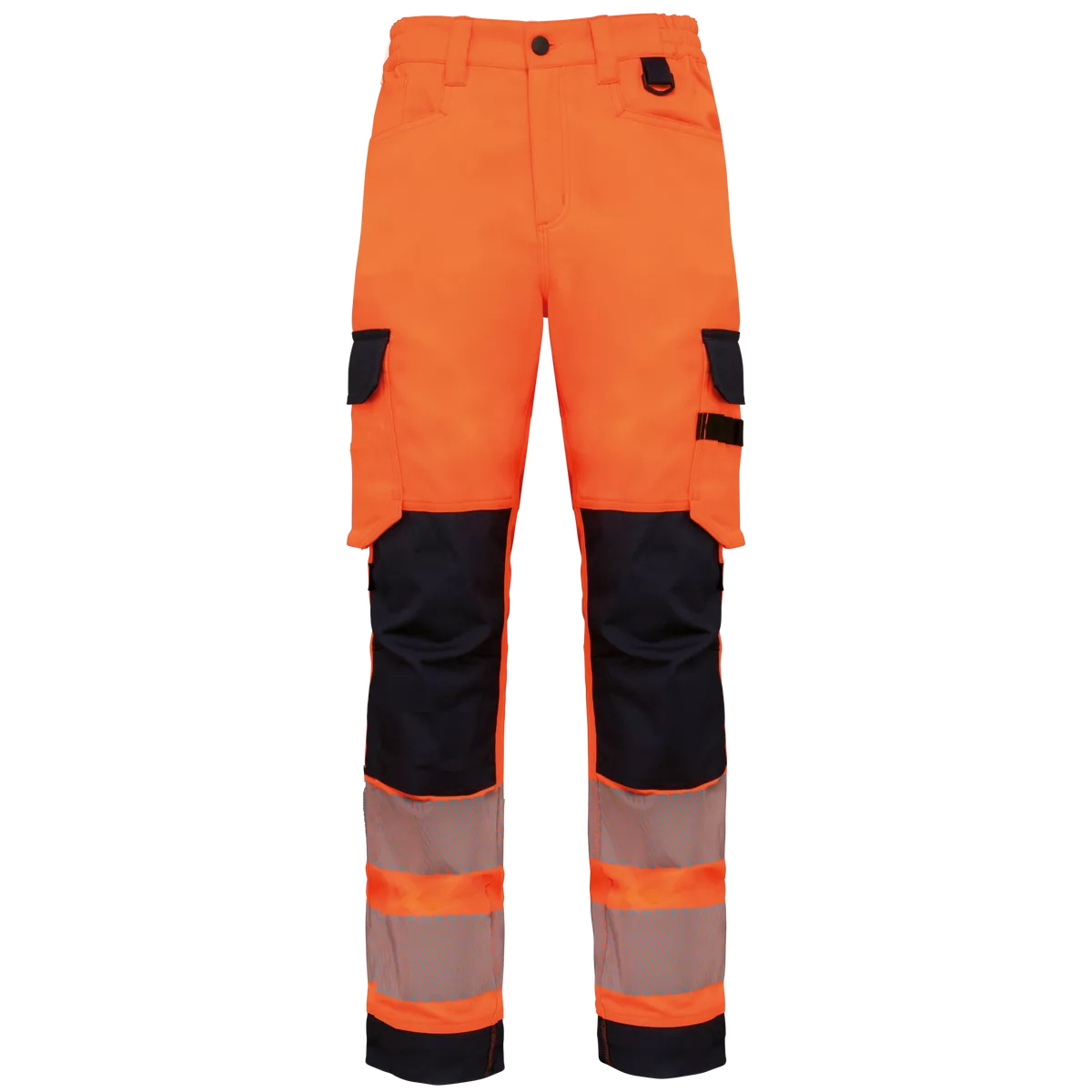 Gerecyclede veiligheidsbroek met veel zakken Hi Viz Orange / Navy