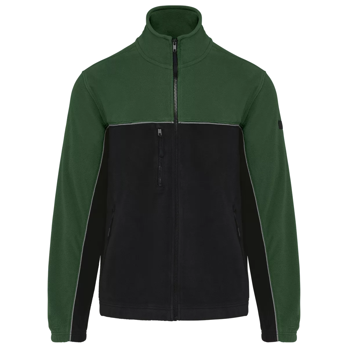 Tweekleurig ecologisch uniseks fleecevest Black / Forest Green