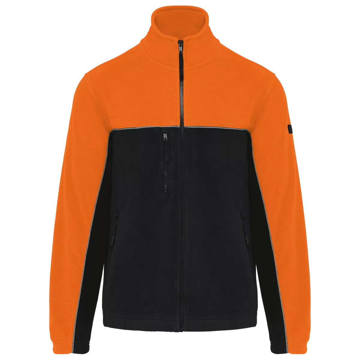 Tweekleurig ecologisch uniseks fleecevest Black / Orange