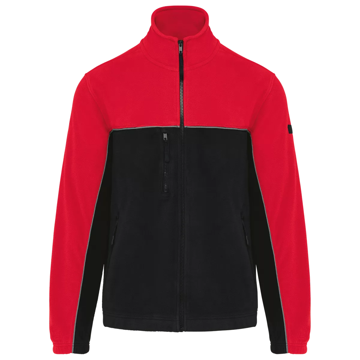Tweekleurig ecologisch uniseks fleecevest Black / Red