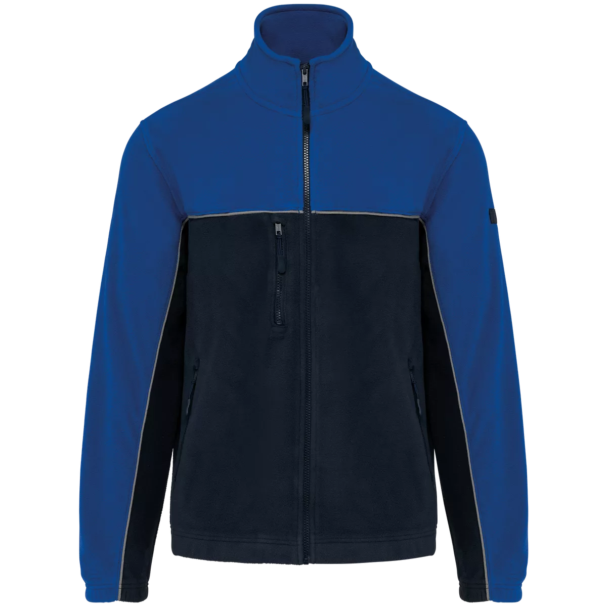 Tweekleurig ecologisch uniseks fleecevest Navy / Royal Blue