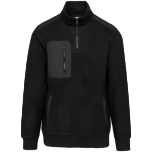 Ecologishe fleece met ritskraag unisex Black