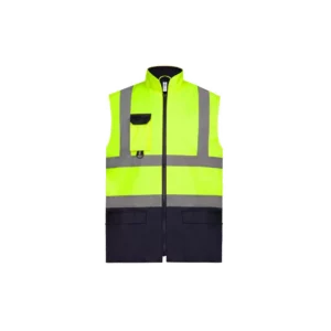 Gewatteerde veiligheidsbodywarmer Hi Vis Yellow / Navy