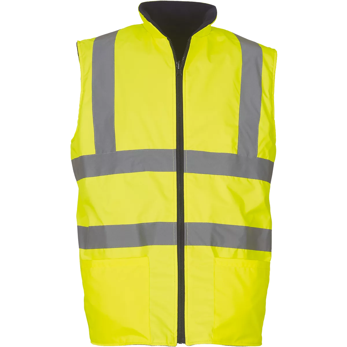 Omkeerbare fleece veiligheidsbodywarmer Hi Vis Yellow