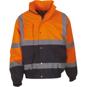 2-kleurig veiligheids bomberjack Hi Vis Orange / Navy