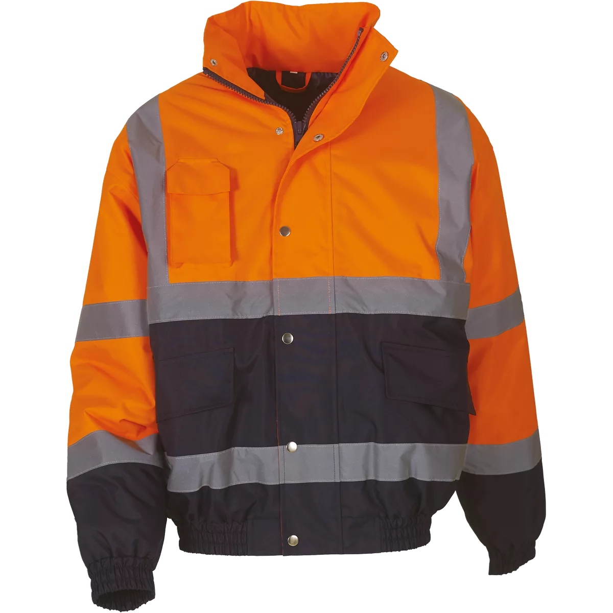 2-kleurig veiligheids bomberjack Hi Vis Orange / Navy