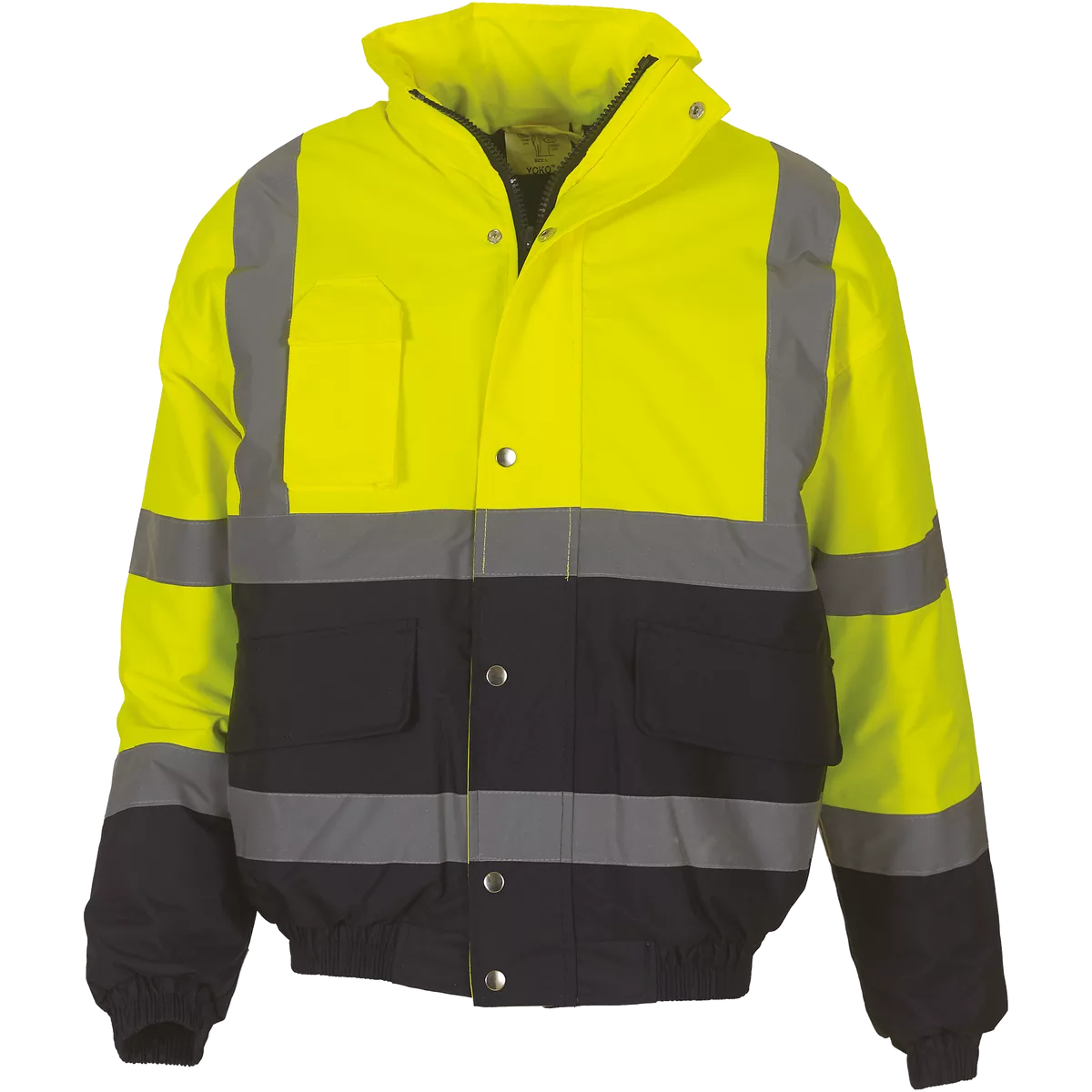 2-kleurig veiligheids bomberjack Hi Vis Yellow / Navy