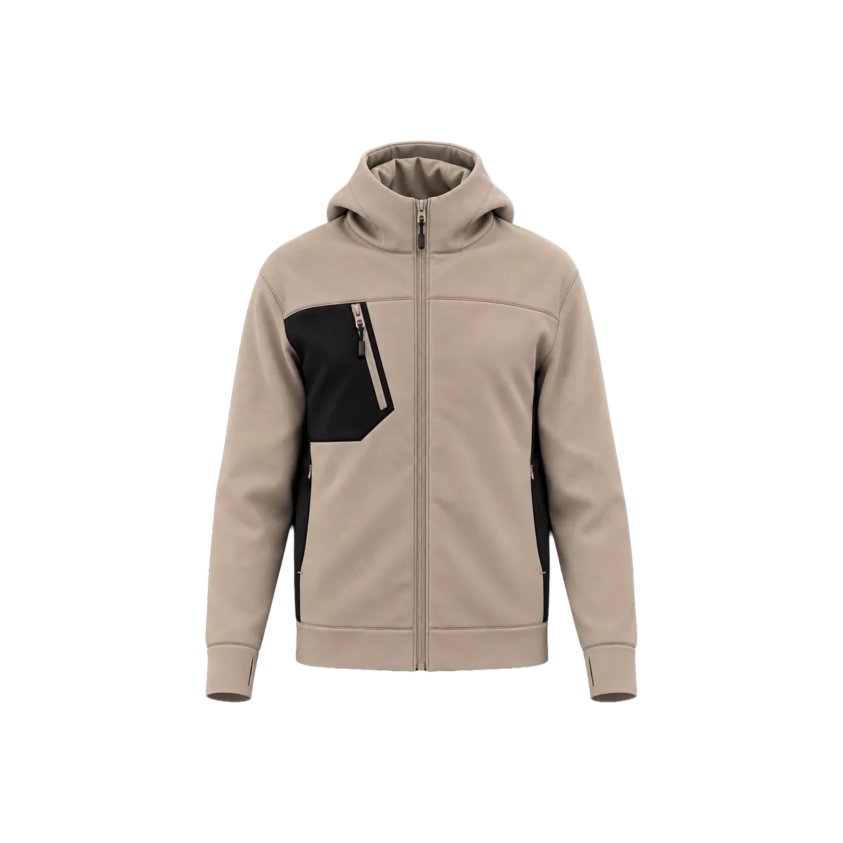 Uniseks outdoorjasje met rits Sand / Black