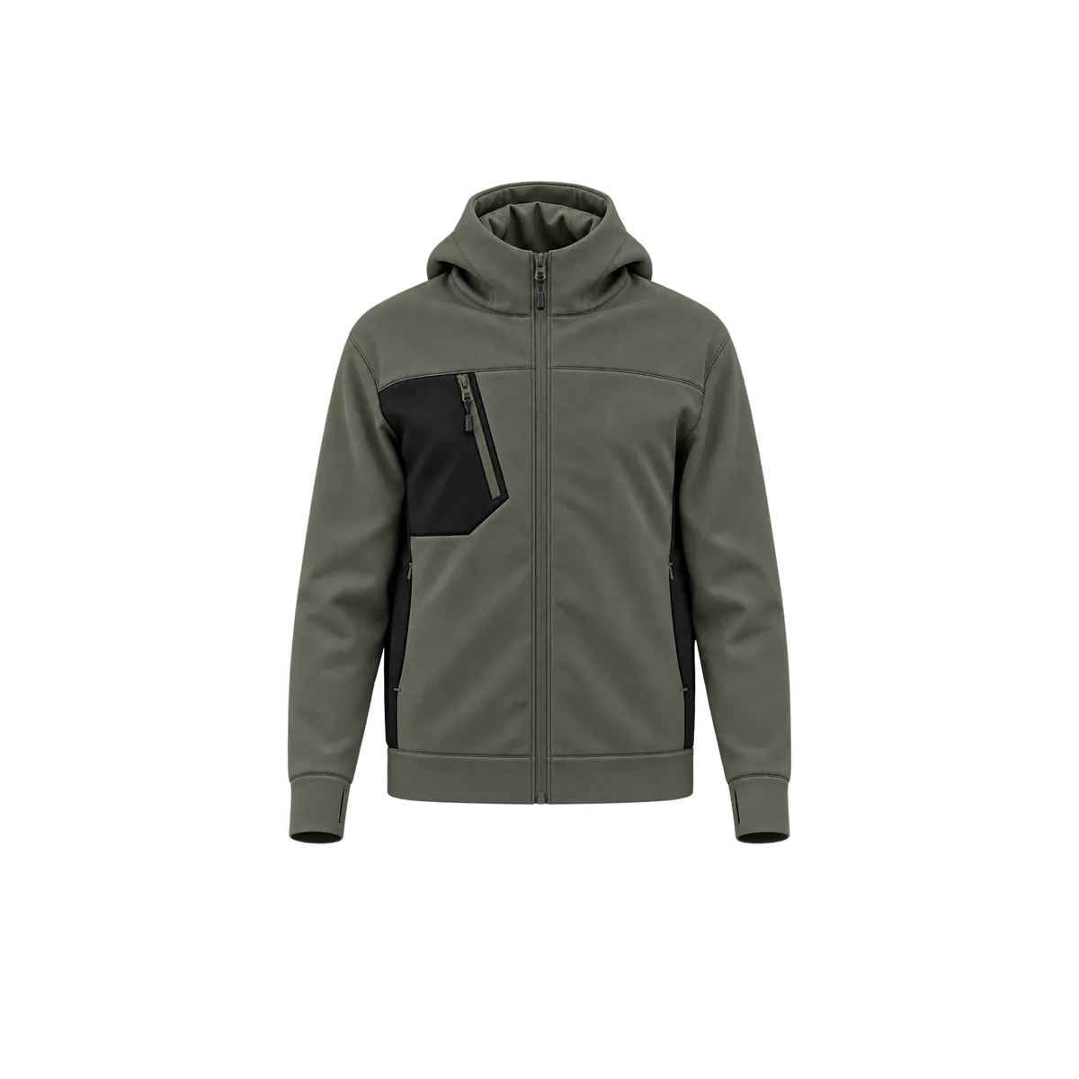 Uniseks outdoorjasje met rits Sporty Khaki / Black