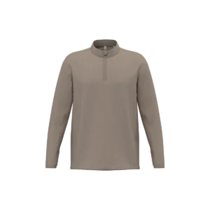 Uniseks outdoor-T-shirt met 1/4-rits en lange mouwen Sand