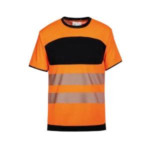 Hi-Vis T-shirt met zwarte borstzak Hi Vis Orange / Black